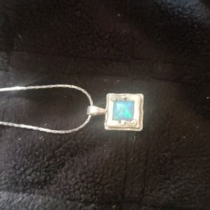 Beautiful blue fire Opal 925s pendent and chain 925s